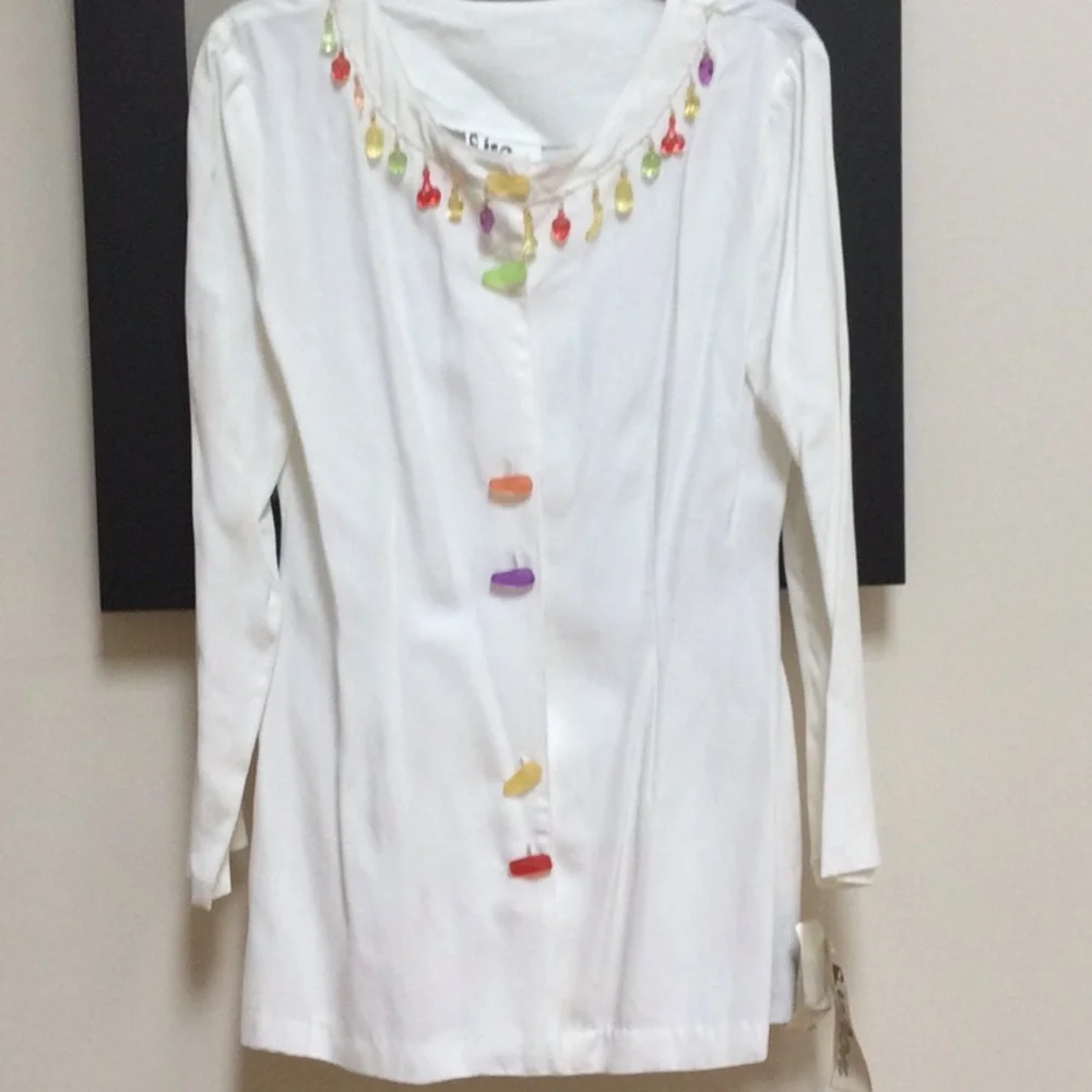 NWT Unique Vintage Lisa Peron Sz M Rayon Jacket w Bead Enhancement - Picture 2 of 8